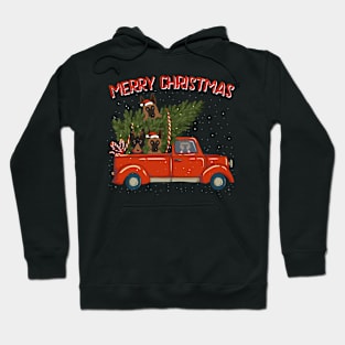 German Shepherd Xmas Vintage Red Pickup Hoodie